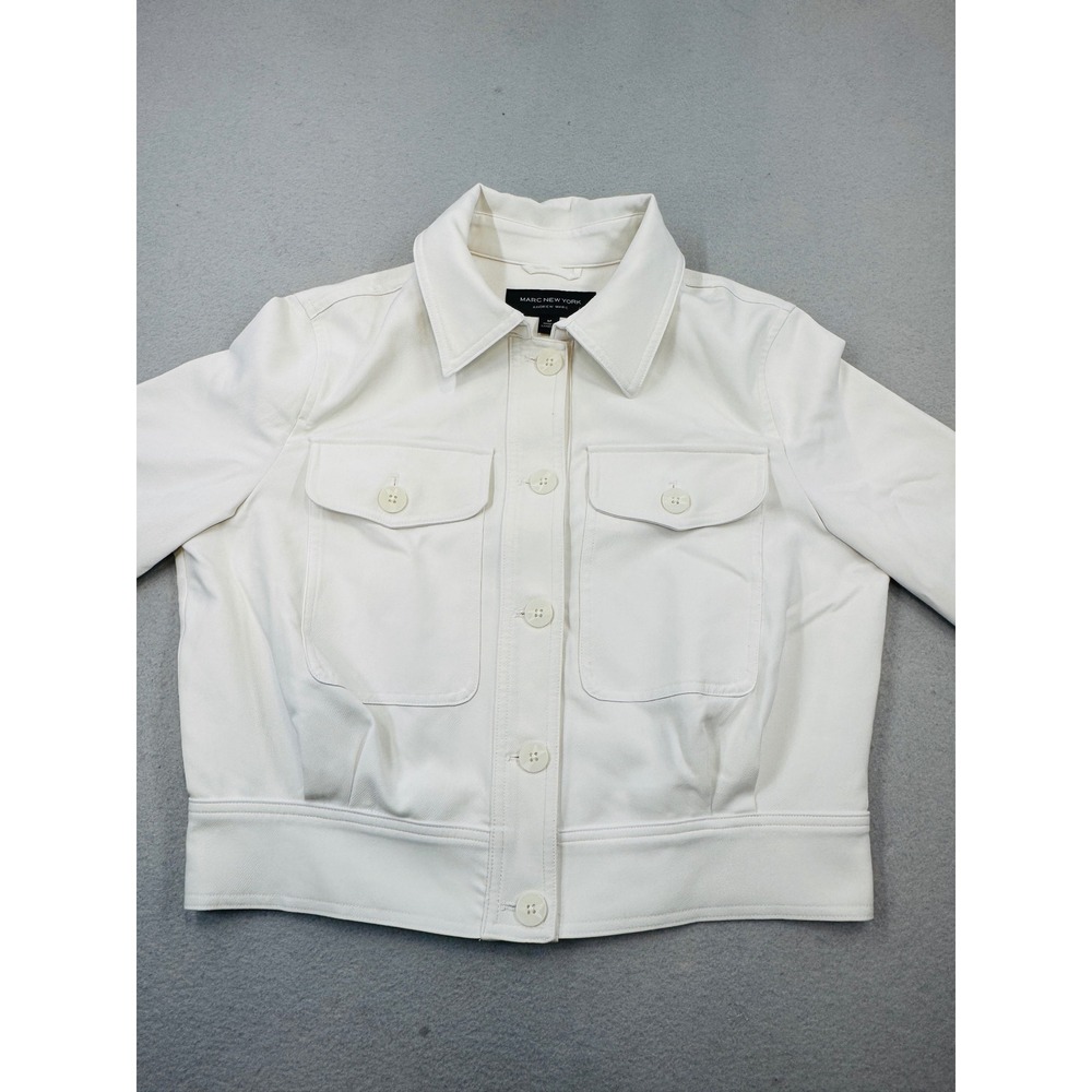 Marc New York Andrew Marc Ivory Cropped Trucker Jacket M4MJT355 Womens Medium